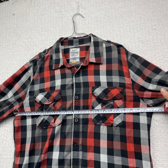 44mm Shirt Mens XL Black / Red Button Up Cotton Cowboy Legendary Work Western - Picture 7 of 14